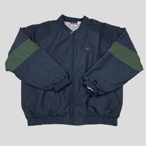 Vintage Champion Blue/Green Full Zip Windbreaker Jacket Size Medium